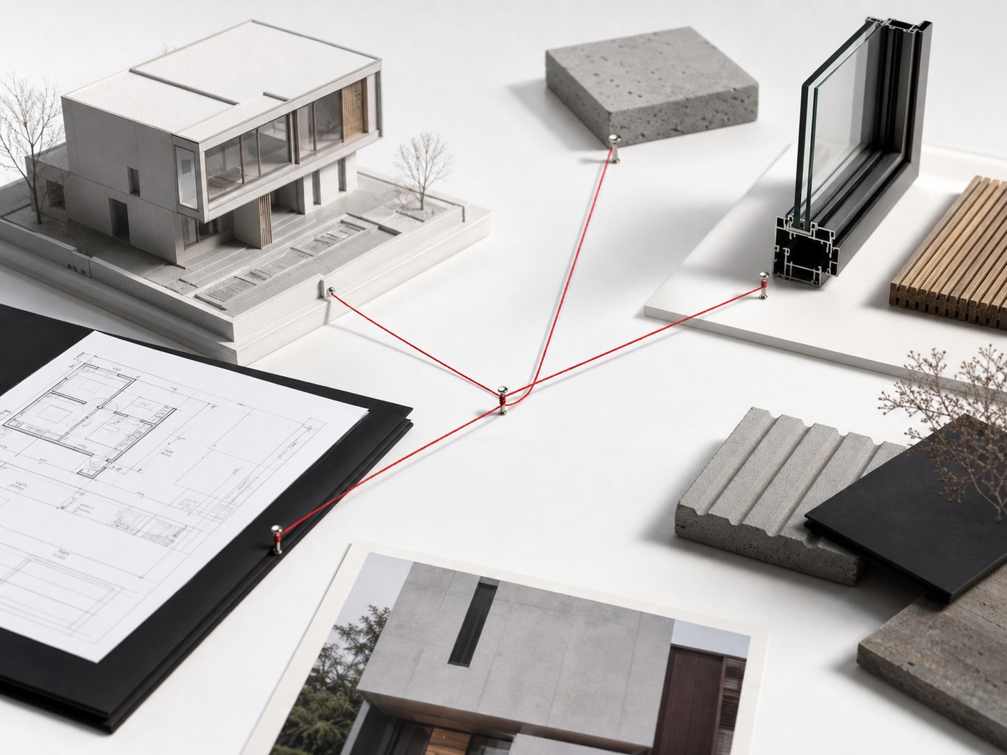 Architektur Netzwerk mit Planung, Material und Ausführung